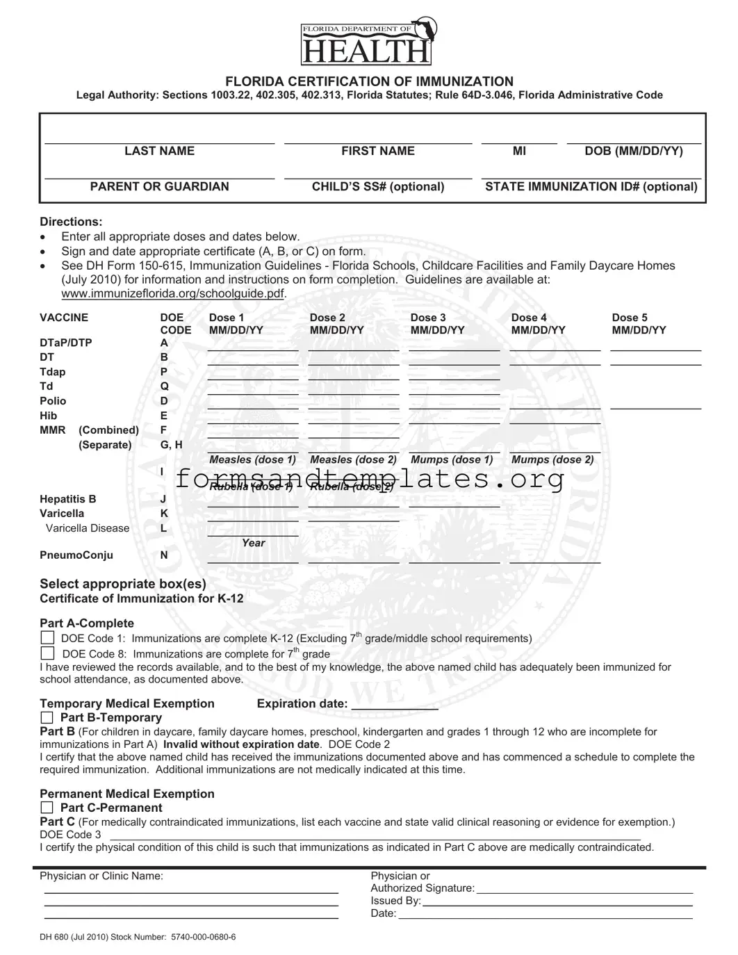 Printable 680 Template