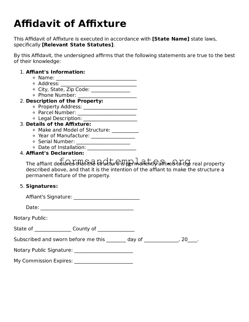 Attorney-Verified Affidavit of Affixture Template