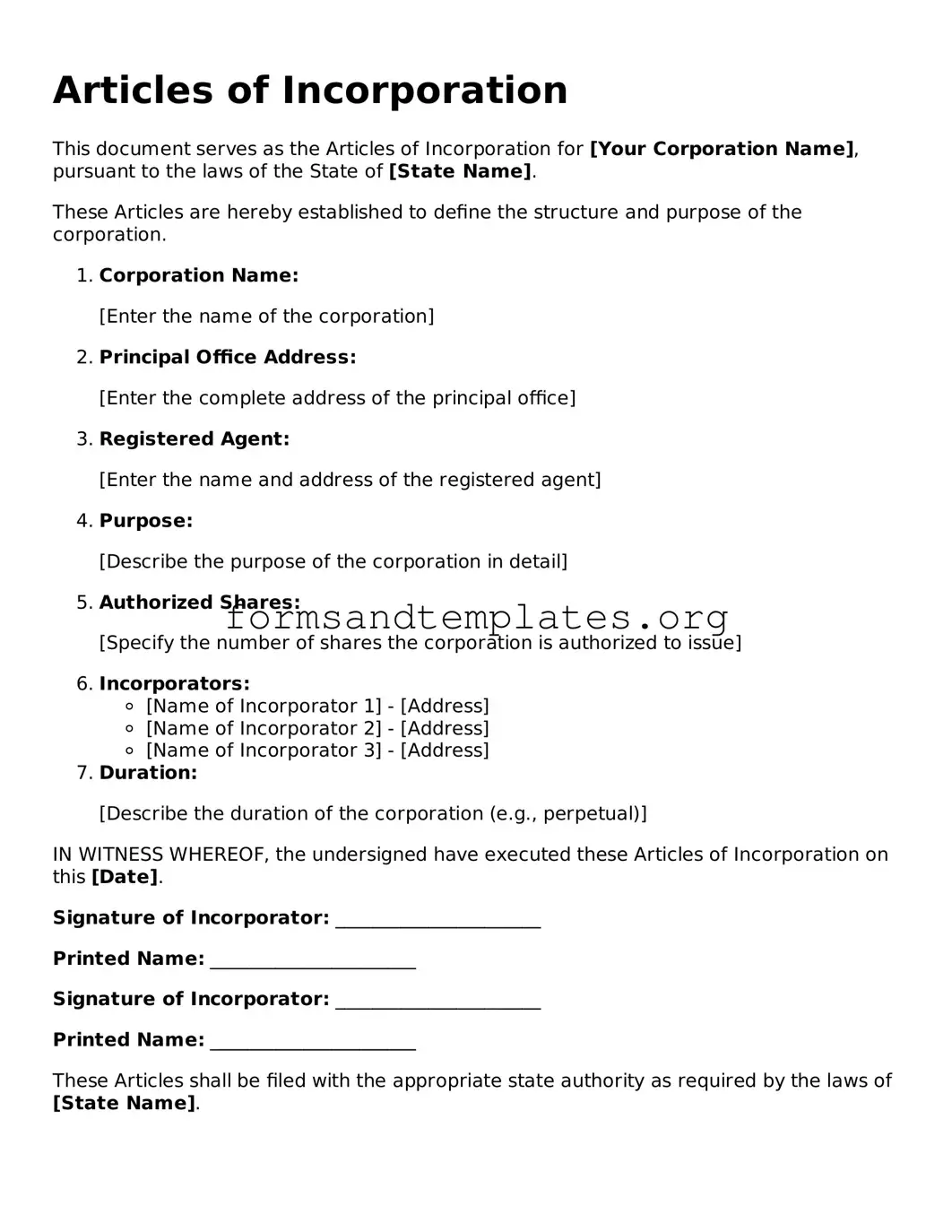 Attorney-Verified Articles of Incorporation Template