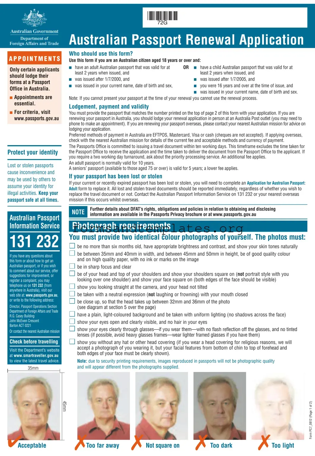 Printable Australian Passport Renewal Template