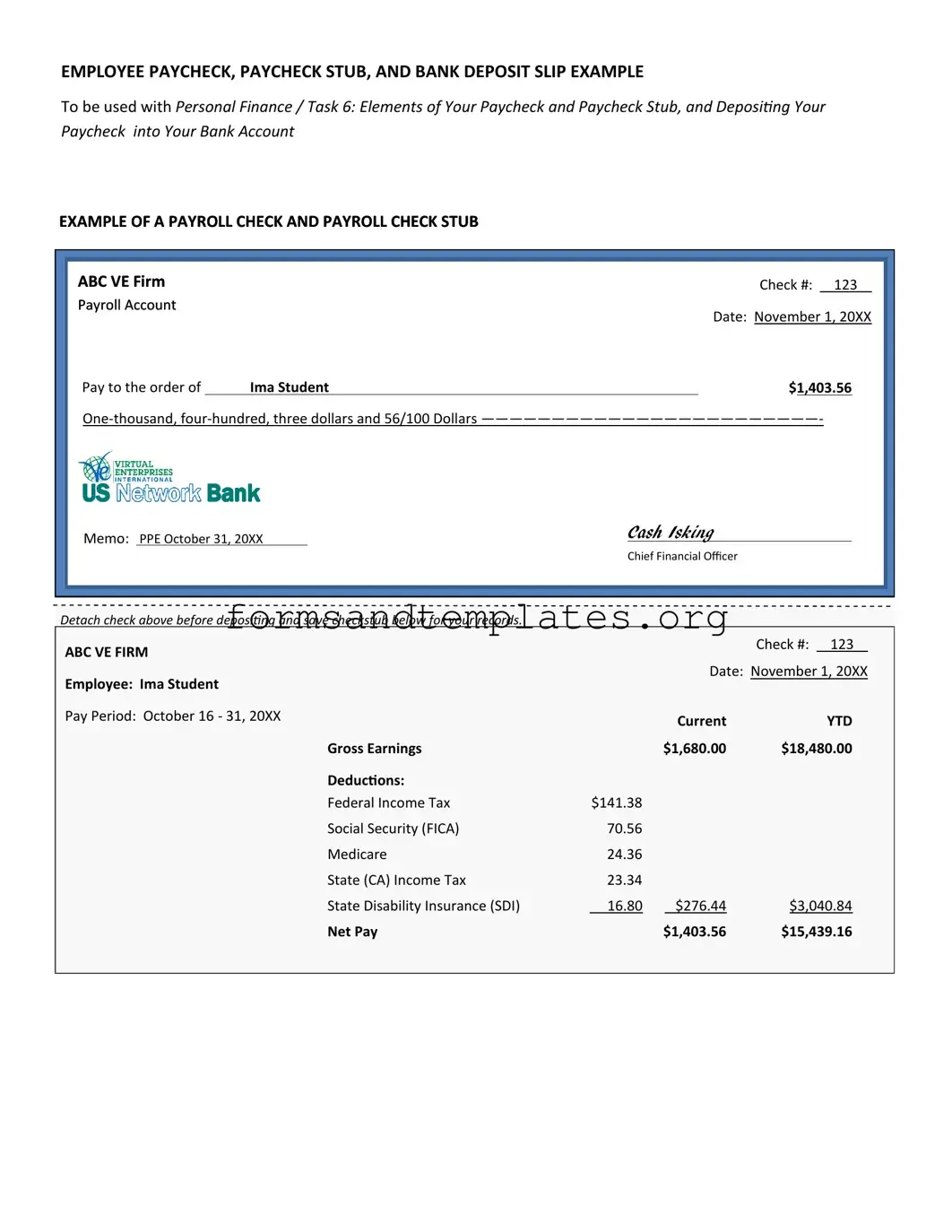 Printable Payroll Check Template