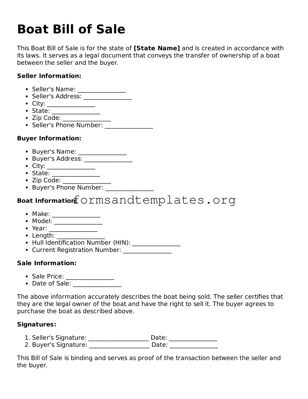 Attorney-Verified Boat Bill of Sale Template