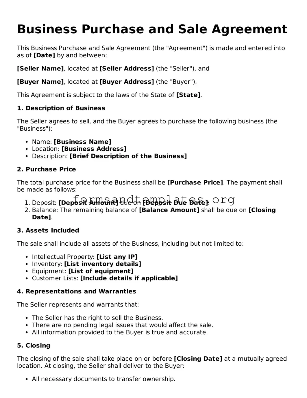 Attorney-Verified Business Purchase and Sale Agreement Template