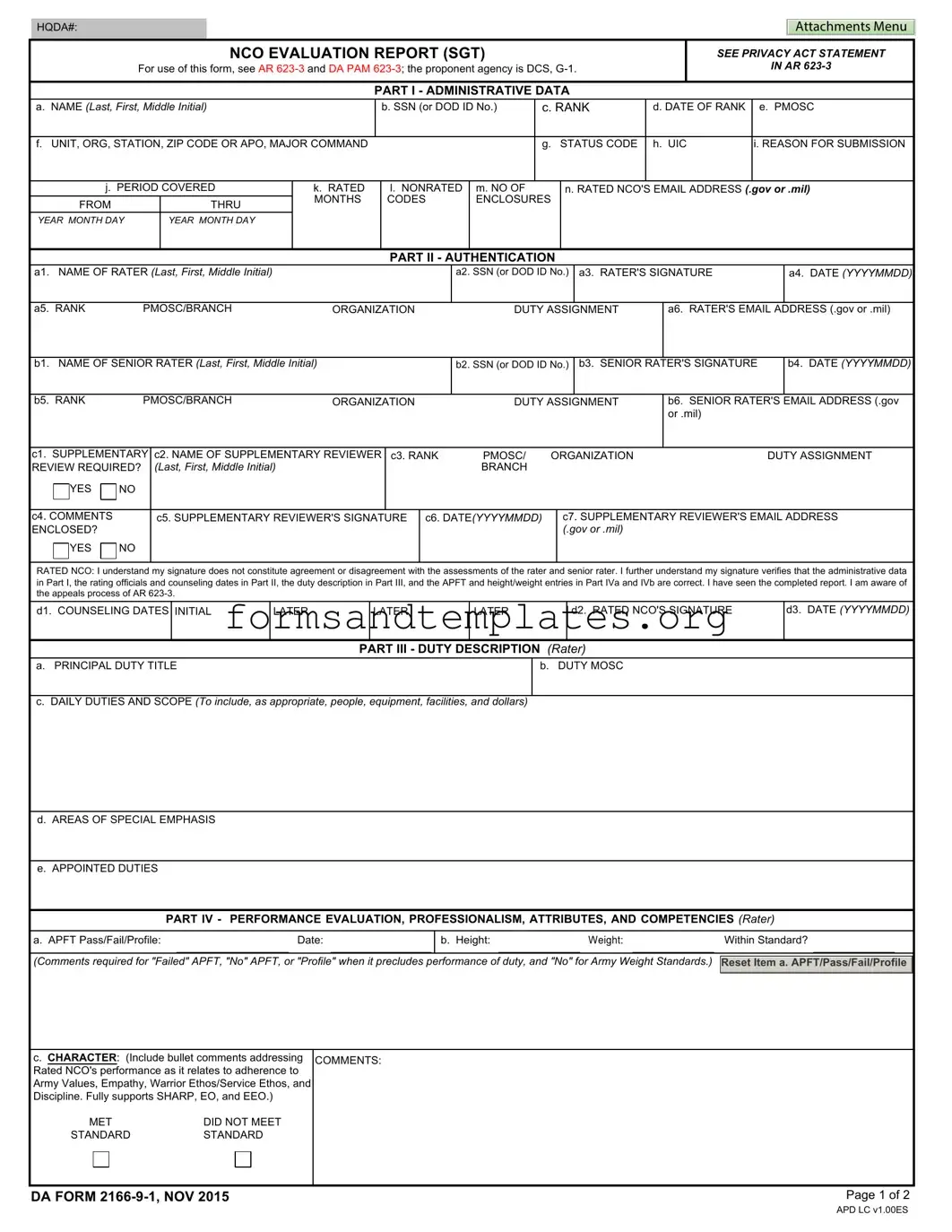 Printable Da 2166 9 1 Template
