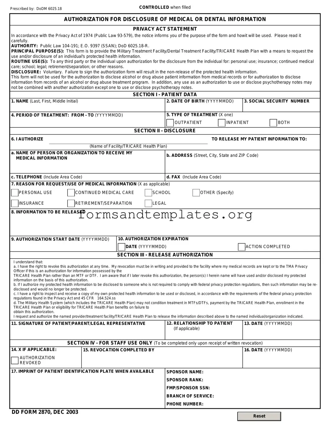Printable DD 2870 Template
