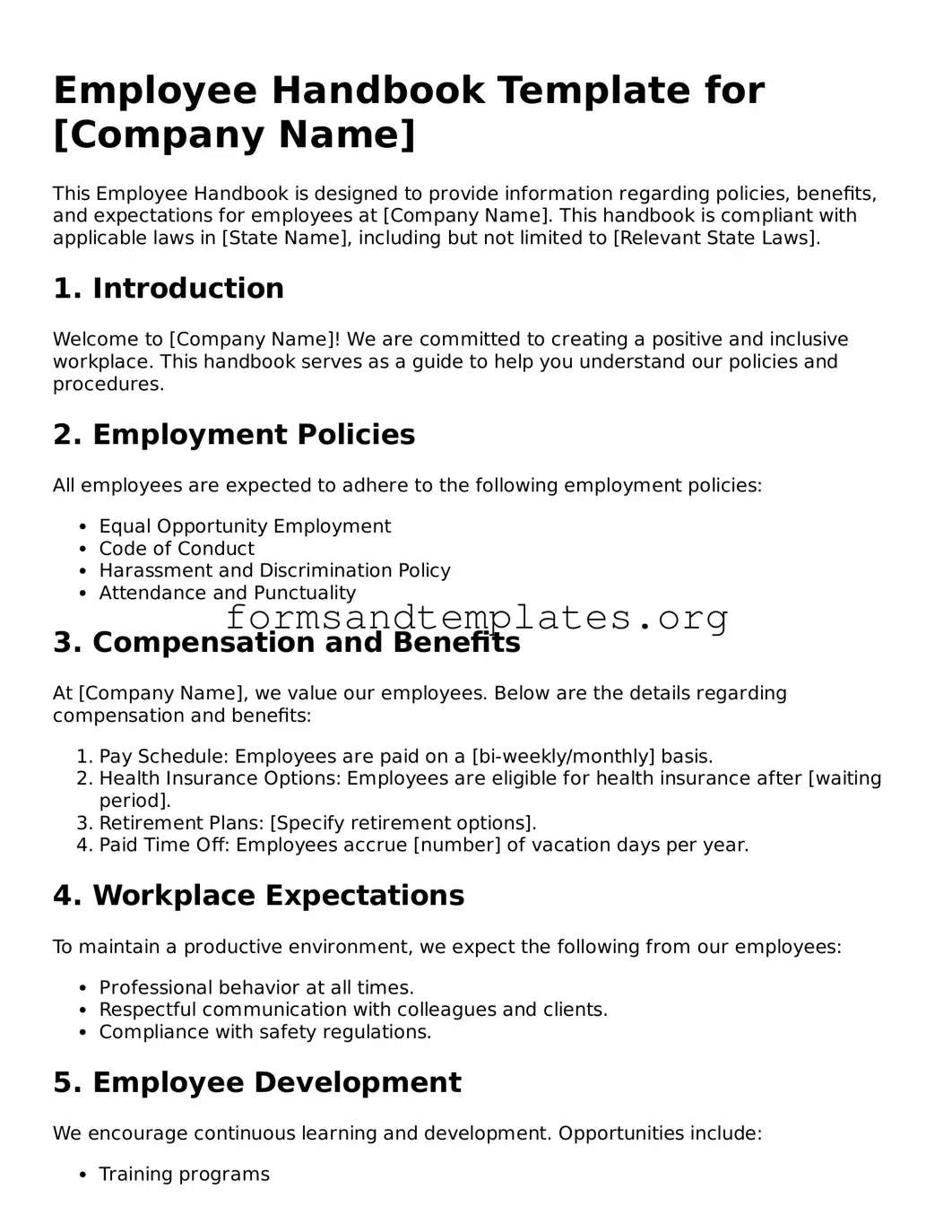 Attorney-Verified Employee Handbook Template