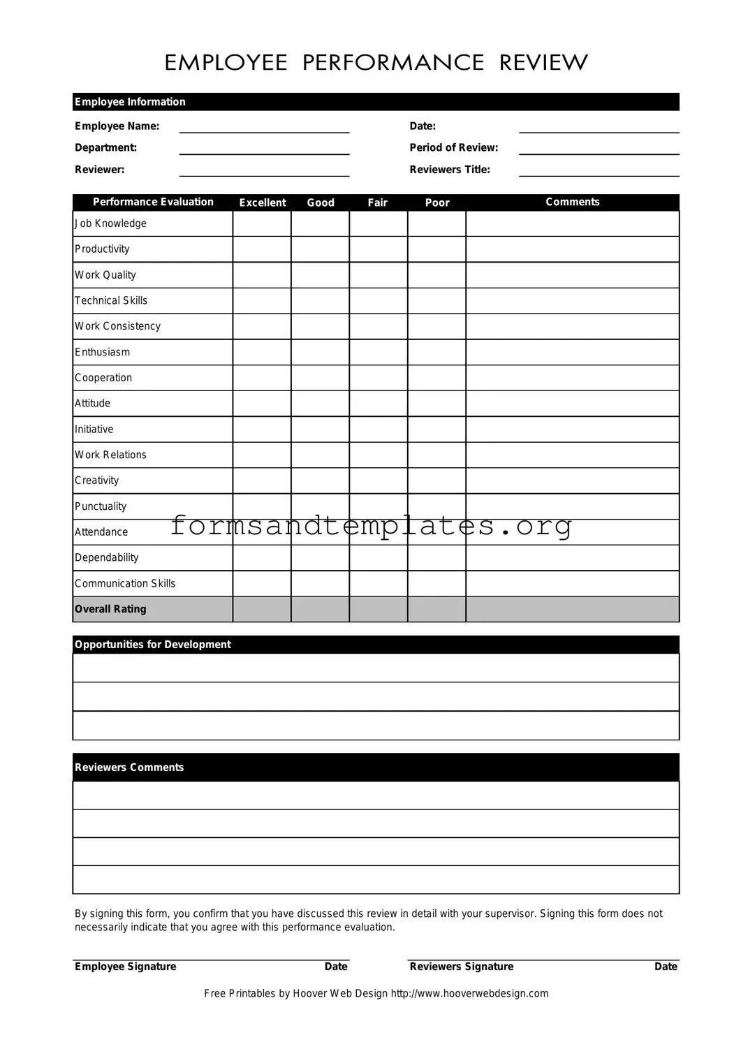 Printable Employee Template