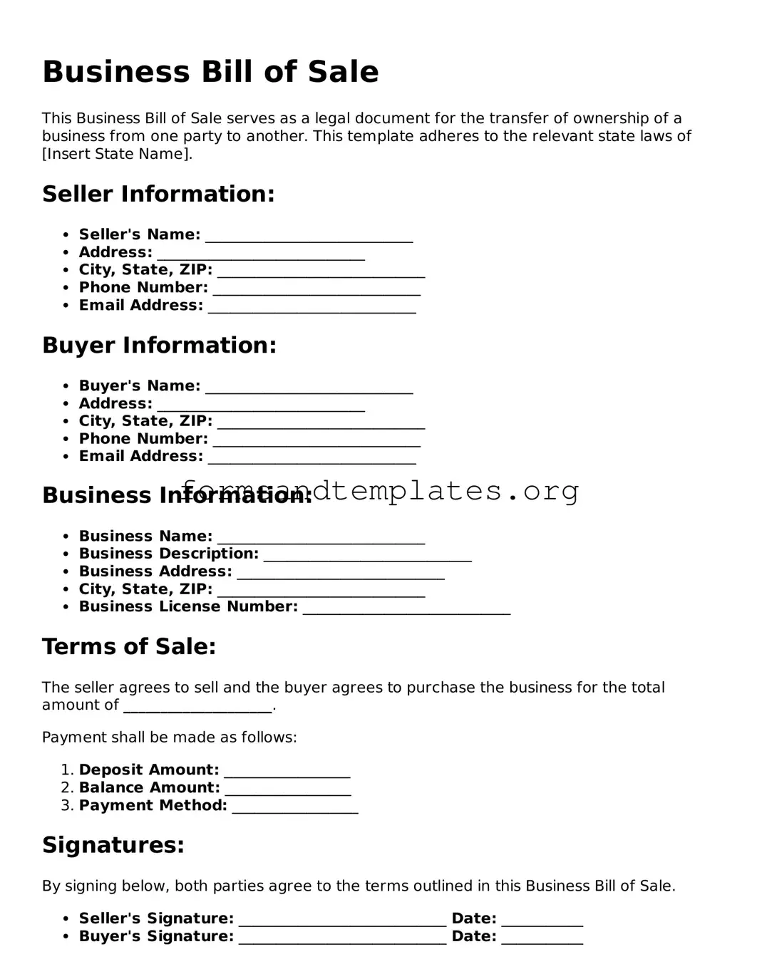 Attorney-Verified Business Bill of Sale Template