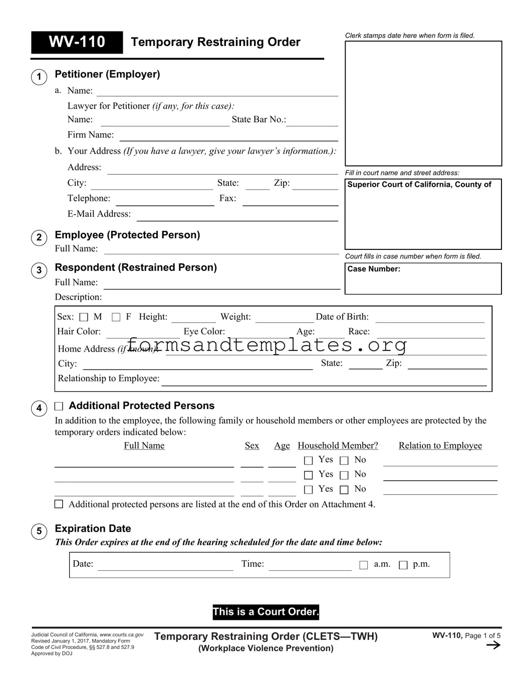 Printable Fake Restraining Order Template