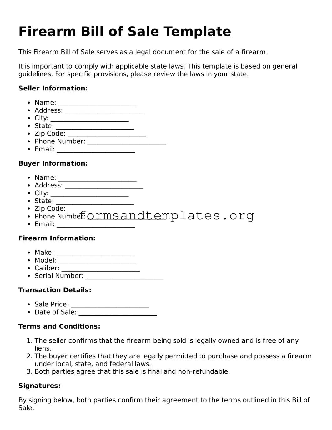 Attorney-Verified Firearm Bill of Sale Template