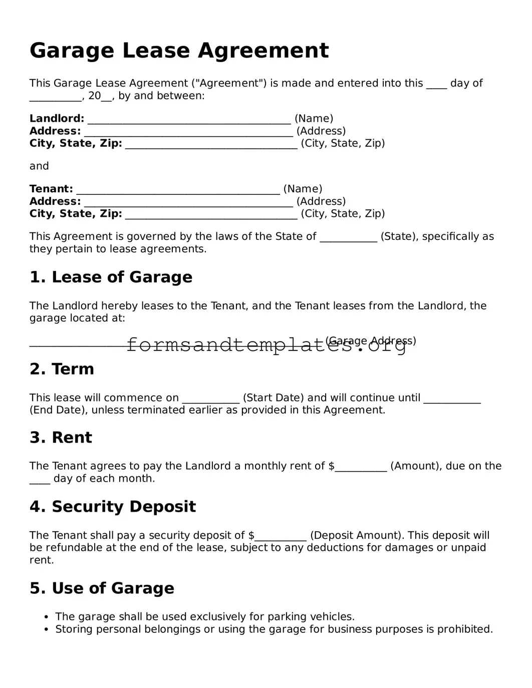 Attorney-Verified Garage Lease Agreement Template