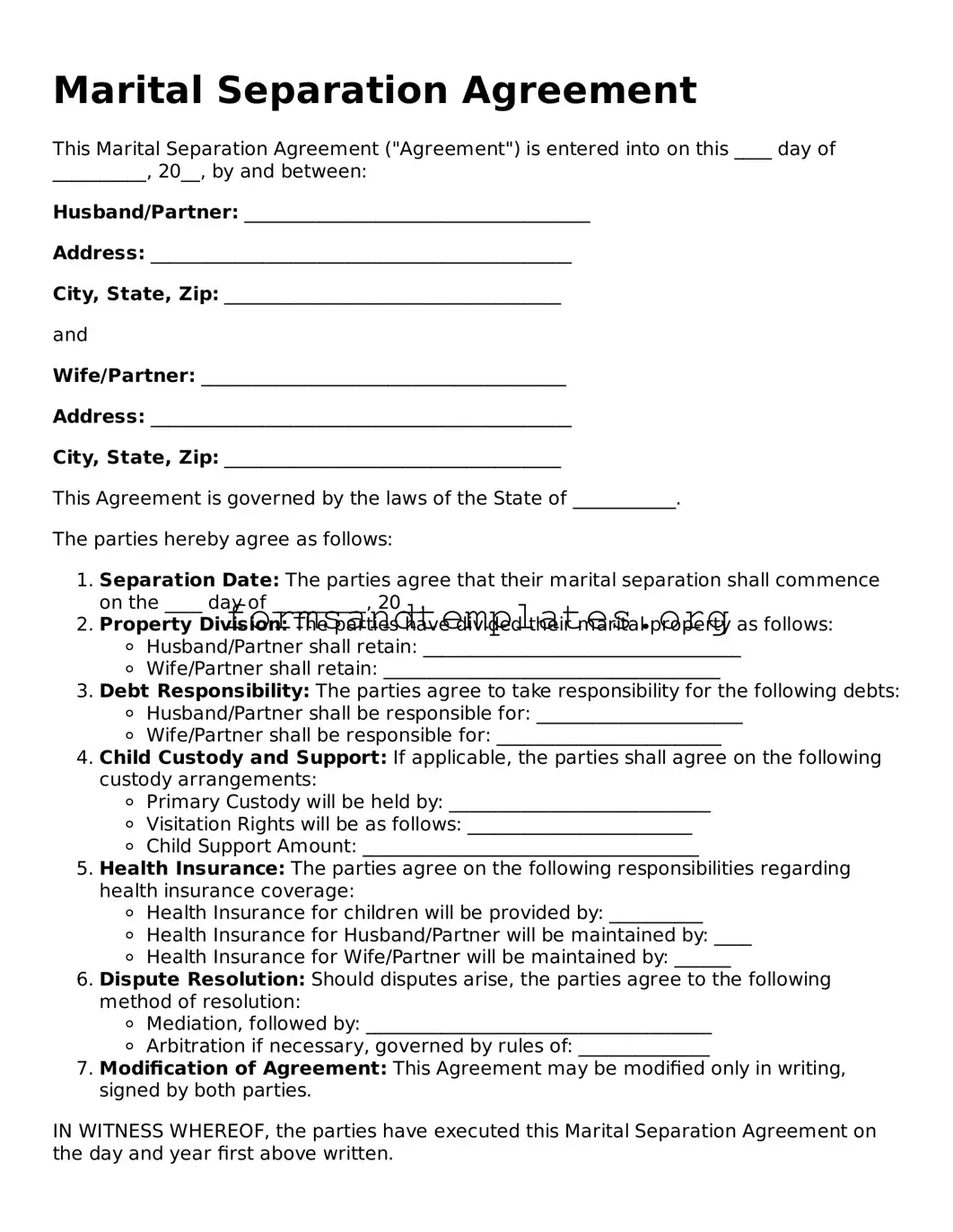 Attorney-Verified Marital Separation Agreement Template