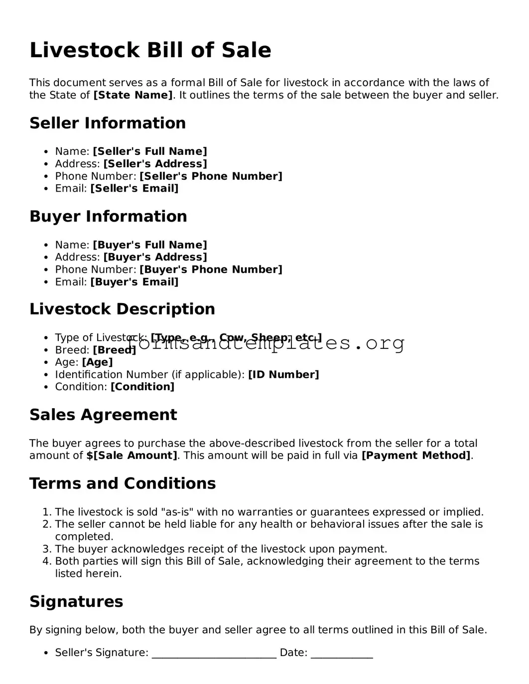 Attorney-Verified Livestock Bill of Sale Template