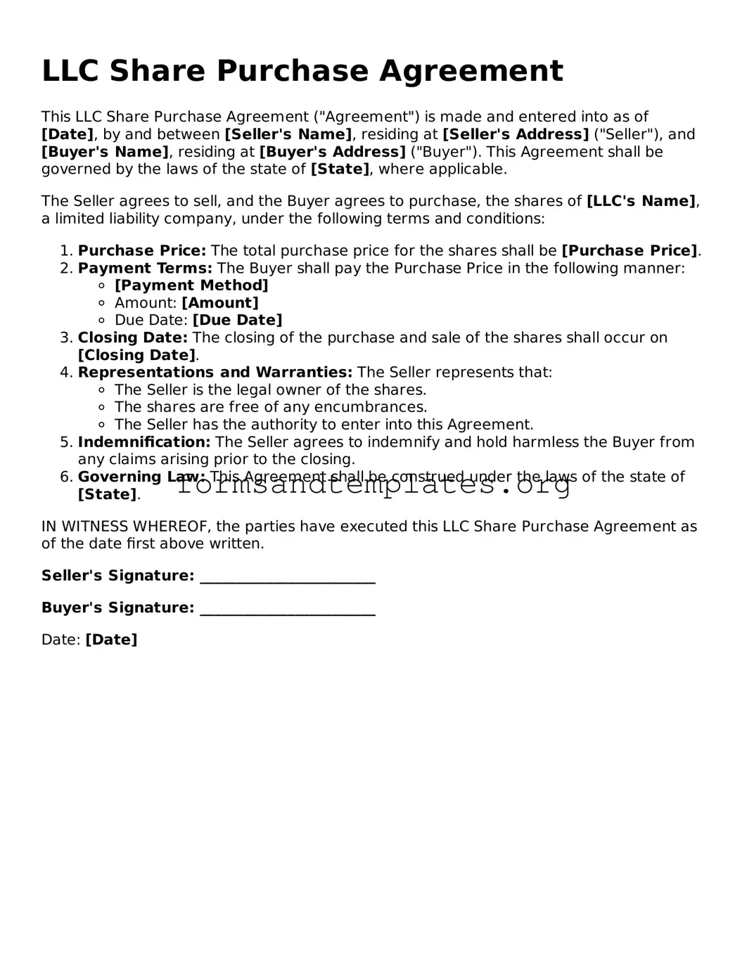Attorney-Verified LLC Share Purchase Agreement Template