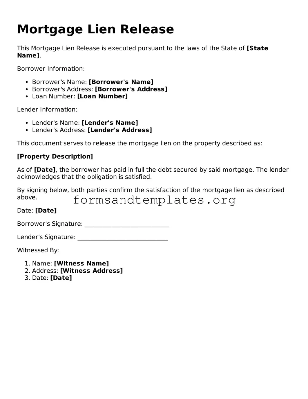 Attorney-Verified Mortgage Lien Release Template