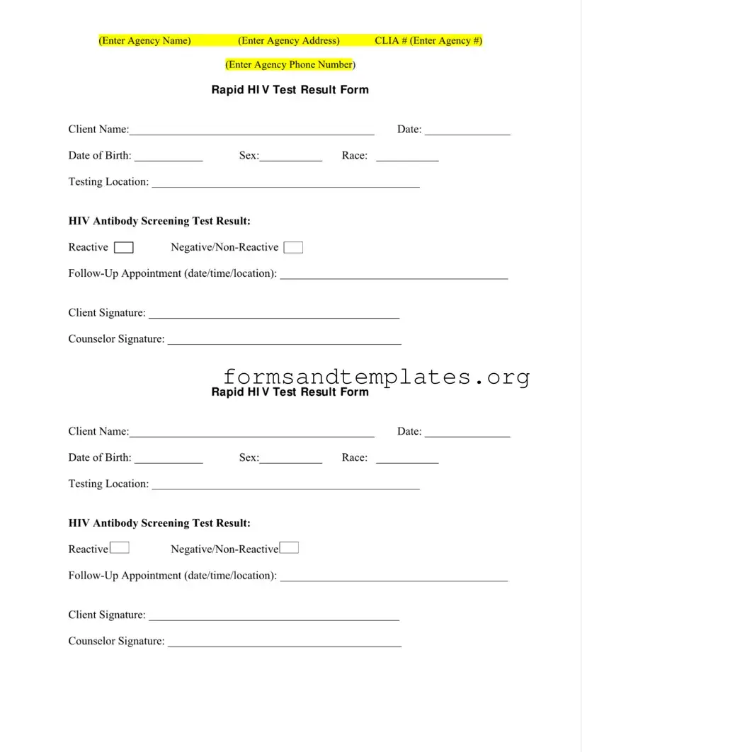 Printable Negative Hiv Test Template