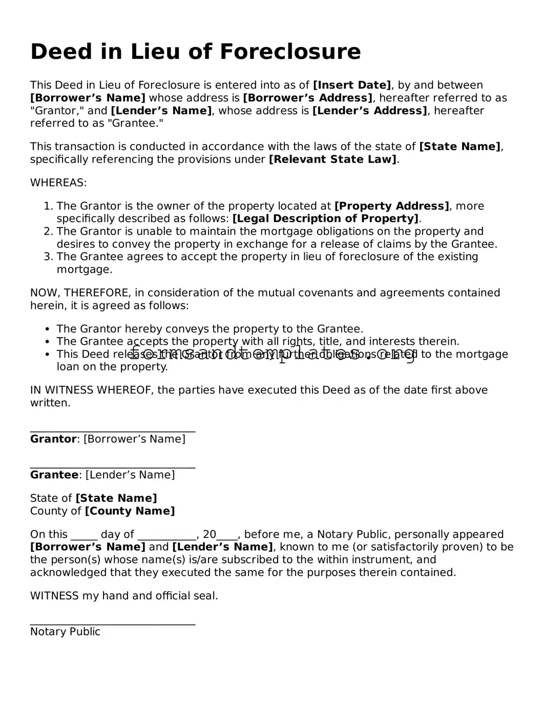 Attorney-Verified Deed in Lieu of Foreclosure Template
