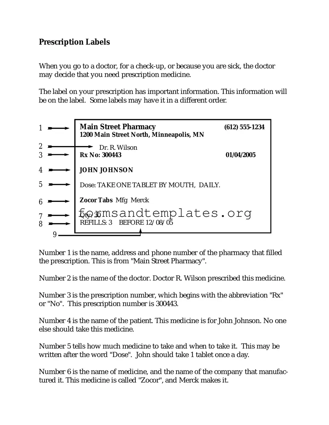 Printable Prescription Label Template
