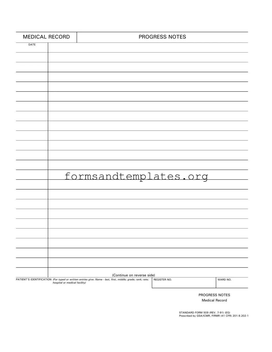 Printable Progress Notes Template