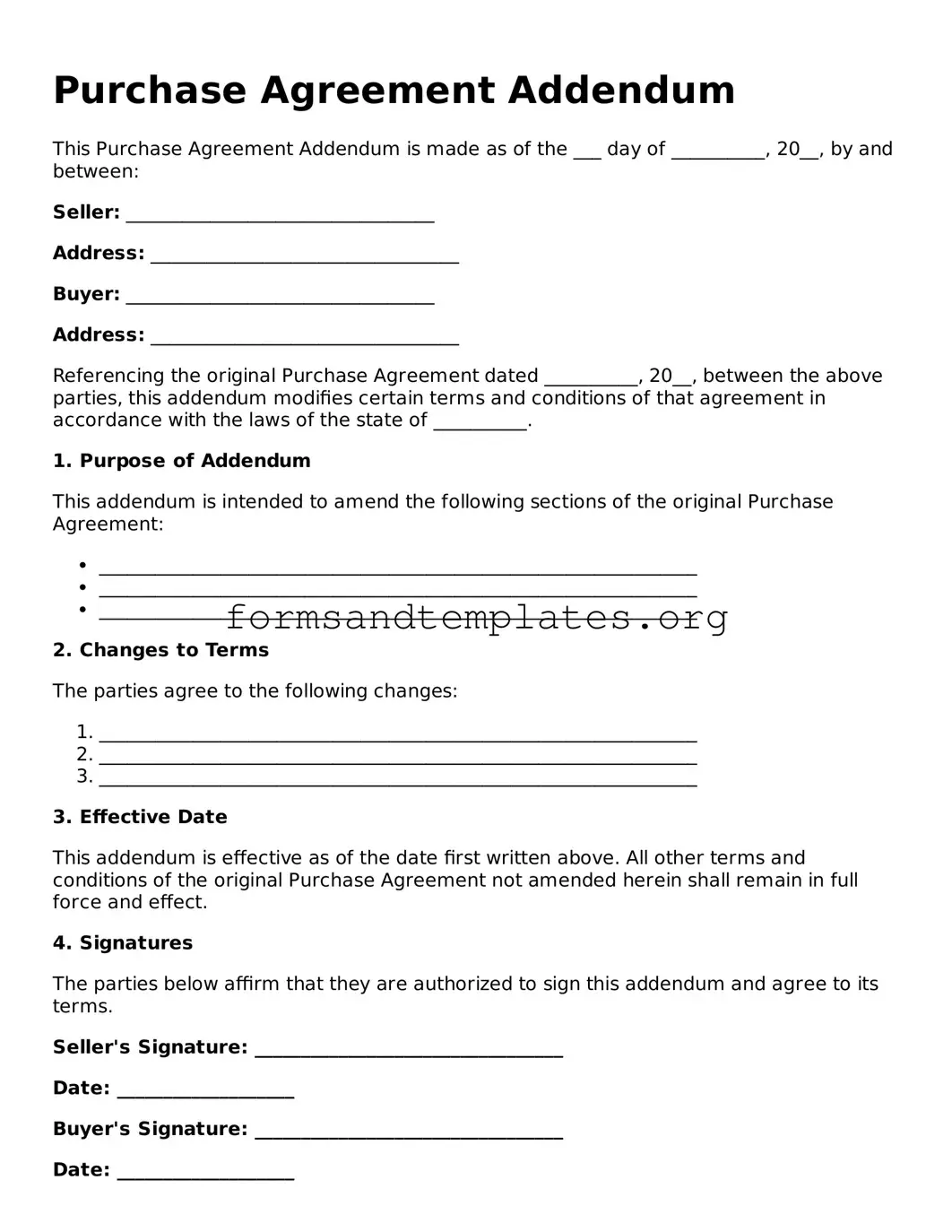 Attorney-Verified Purchase Agreement Addendum Template