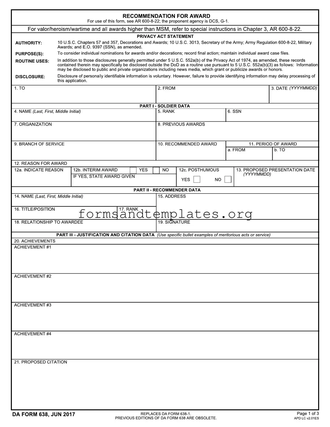 Printable Da 638 Template