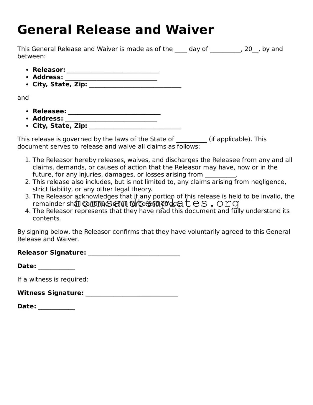 Attorney-Verified General Release and Waiver Template