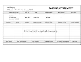 Printable Independent Contractor Pay Stub Template