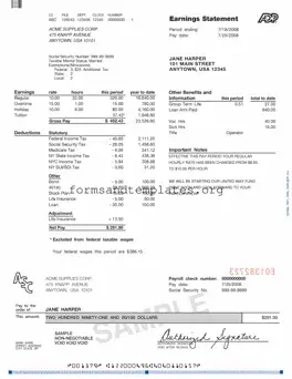 Printable Adp Pay Stub Template