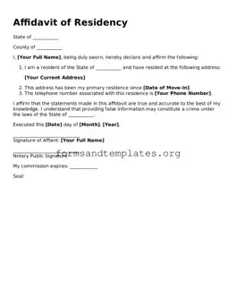 Attorney-Verified Affidavit of Residency Template