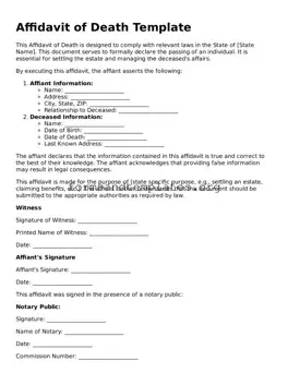 Attorney-Verified Affidavit of Death Template