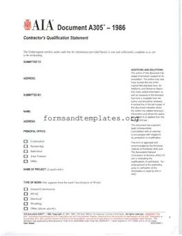 Printable AIA A305 Template