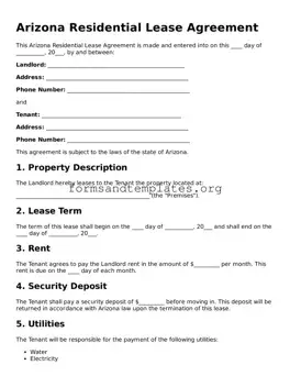 Residential Lease Agreement Template for the State of Arizona