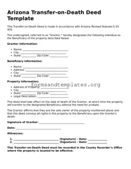 Transfer-on-Death Deed Template for the State of Arizona