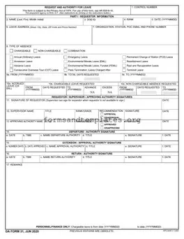 Printable Da 31 Template
