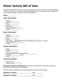 Attorney-Verified Motor Vehicle Bill of Sale Template