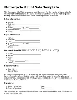 Attorney-Verified Motorcycle Bill of Sale Template