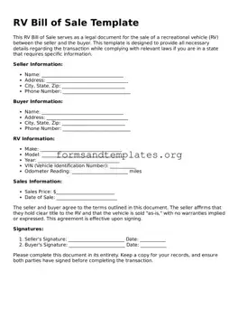 Attorney-Verified RV Bill of Sale Template