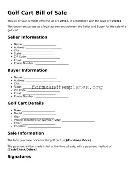 Attorney-Verified Golf Cart Bill of Sale Template