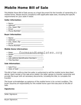 Attorney-Verified Mobile Home Bill of Sale Template