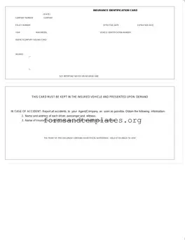 Printable Auto Insurance Card Template