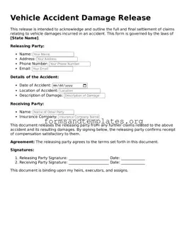 Attorney-Verified Vehicle Accident Damage Release Template