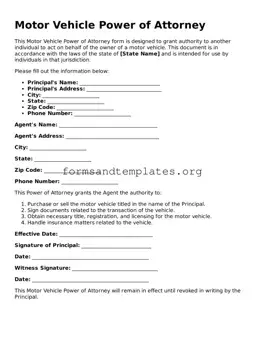 Attorney-Verified Motor Vehicle Power of Attorney Template