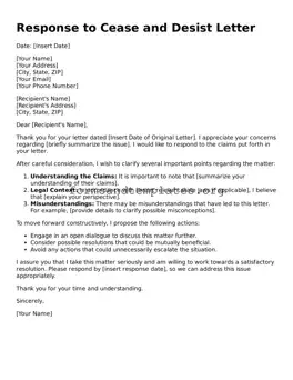 Attorney-Verified Response to a Cease and Desist Letter Template