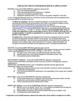 Printable Dekalb County Water Application Template