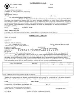 Printable Chicago Title Waiver Format Template