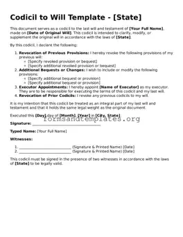 Attorney-Verified Codicil to Will Template