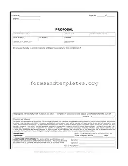 Printable Construction proposal form Template