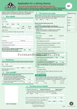 Printable D1 Dvla Template