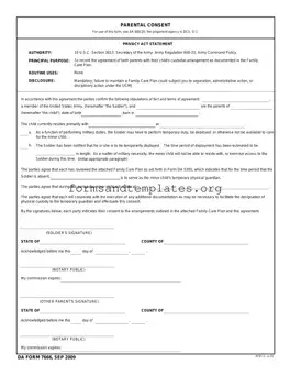 Printable DA 7666 Template