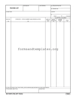 Printable Dd 1750 Template